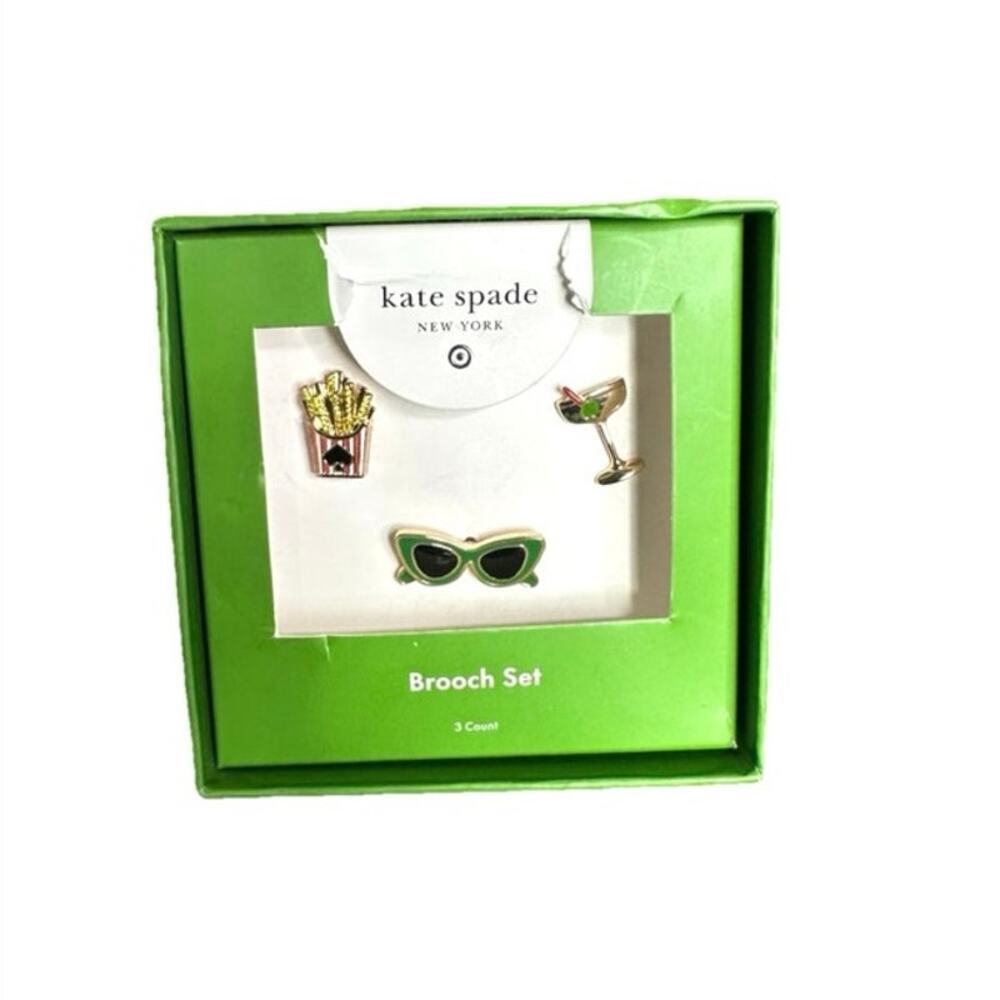 Kate Spade x Target ~ 3pk Novelty Pin Brooch Set ~ SunGlasses Fries Martini